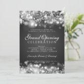 Formale Großer Öffnung Silber-Leuchten Einladung (Stehend Vorderseite)
