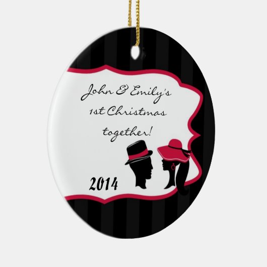 Formale Hats Retro Personalisierter Name Ornament (Rechts)