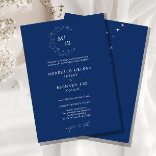 Formale himmlische elegante Hochzeitsmonogramm-Det Einladung
