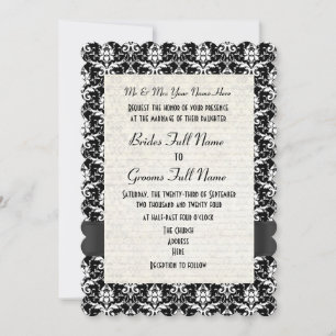 Formale Hochzeit des Schwarzweiss-Damastes Einladung