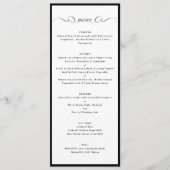Formale Hochzeit in Schwarz und Weiß Menükarte (Vorderseite)