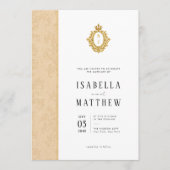 Formale Hochzeit mit goldener Wappen-Monogramm-Bla Einladung (Vorderseite)
