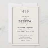 Formale Hochzeit mit QR-Code in Schwarz und Elfenb Einladung (Vorderseite)