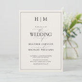 Formale Hochzeit mit QR-Code in Schwarz und Elfenb Einladung (Stehend Vorderseite)