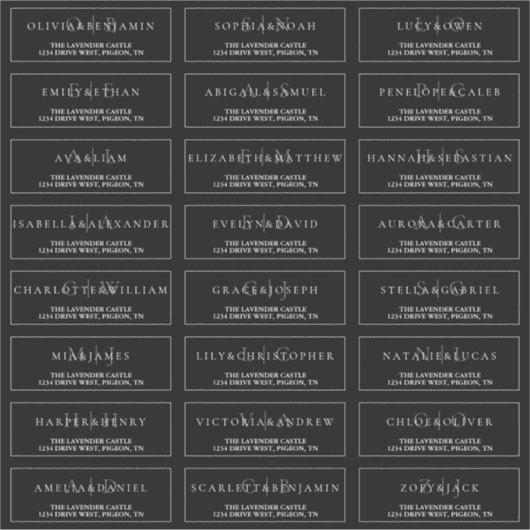 Formale Hochzeitsadresse in Schwarz und Weiß Aufkleber (Vorderseite)