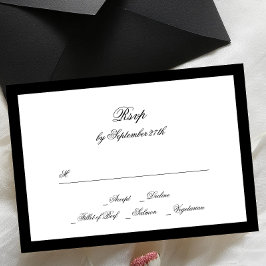 Formale Kalligrafie Schwarz Gerahmt Classic Hochze RSVP Karte