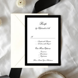 Formale Kalligrafie Schwarz Gerahmt Classic Hochze RSVP Karte