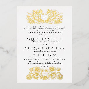 Formale Kalligraphie Elegante Weißer Goldschmied Folieneinladung