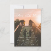 Formale Kalligraphie Elegantes Foto Save The Date (Vorderseite)