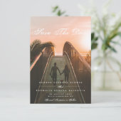Formale Kalligraphie Elegantes Foto Save The Date (Stehend Vorderseite)