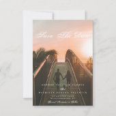 Formale Kalligraphie Elegantes Multi-Foto Save The Date (Vorderseite)