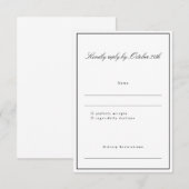 Formale klassische Grenzskripte Elegante Hochzeit RSVP Karte (Vorne/Hinten)