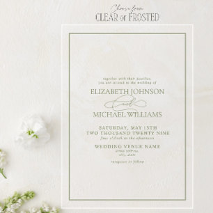 Formale, klassische Hochzeit im Salbeigrün mit Sch Acryleinladungen