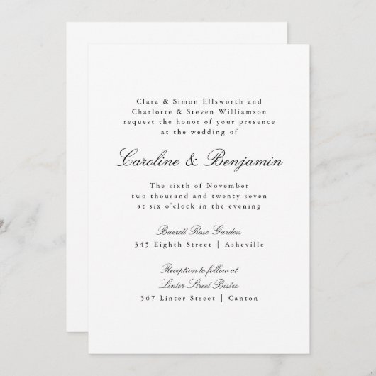 Formale klassische klassische klassische Script-El Einladung (Vorne/Hinten)