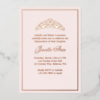 Formale klassische Luxus-Rosa Quinceanera Folieneinladung