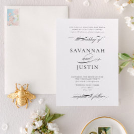 Formale klassische Schwarz-Weiß-Hochzeit Einladung