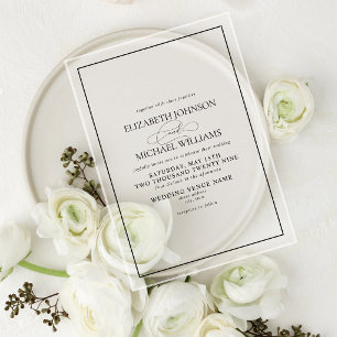 Formale klassische Schwarze-und-Weiße-Hochzeit im Acryleinladungen