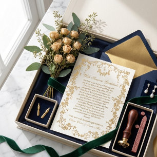 Formale königliche weiße und goldene Blumenhochzei Dankeskarte