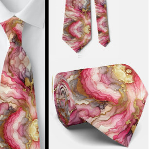 Formale Krawatte Marmor Rosa & Gold