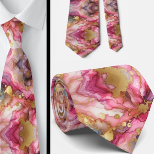 Formale Krawatte | Marmor Rosa & Gold