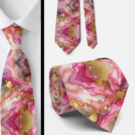 Formale Krawatte | Marmor Rosa & Gold