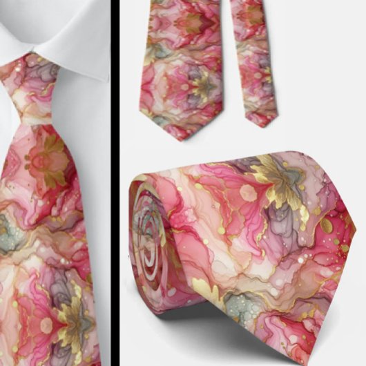Formale Krawatte | Marmor Rosa & Gold