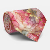 Formale Krawatte | Marmor Rosa & Gold (Gerollt)