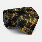 Formale Krawatte | Marmor Schwarz & Gold (Gerollt)