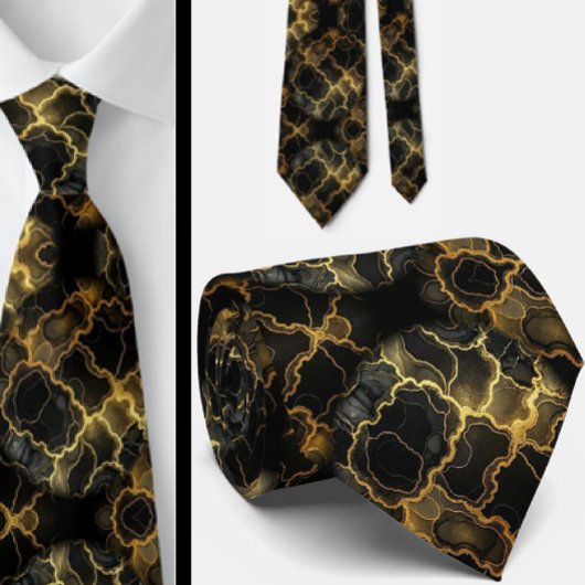 Formale Krawatte | Marmor Schwarz & Gold