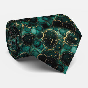 Formale Krawatte Marmor Türkis Blau & Gold