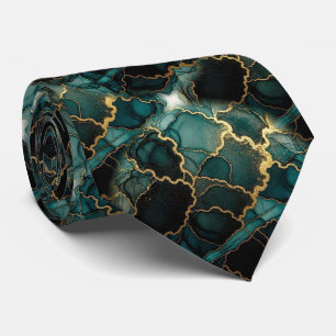 Formale Krawatte Marmor Türkisblau & Gold