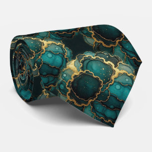 Formale Krawatte Marmor Türkisblau & Gold