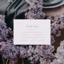 Formale Lavendel-Hochzeitsmenü-Optionen RSVP