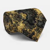 Formale Luxus-Krawatte | Marmor-Schwarz & Gold Krawatte (Gerollt)