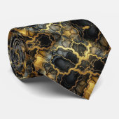Formale Luxus-Krawatte | Marmor-Schwarz & Gold Krawatte (Gerollt)