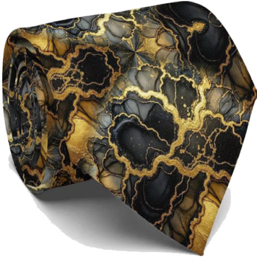 Formale Luxus-Krawatte | Marmor-Schwarz & Gold Krawatte