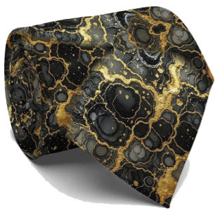 Formale Luxus-Krawatte   Marmor-Schwarz & Gold Krawatte