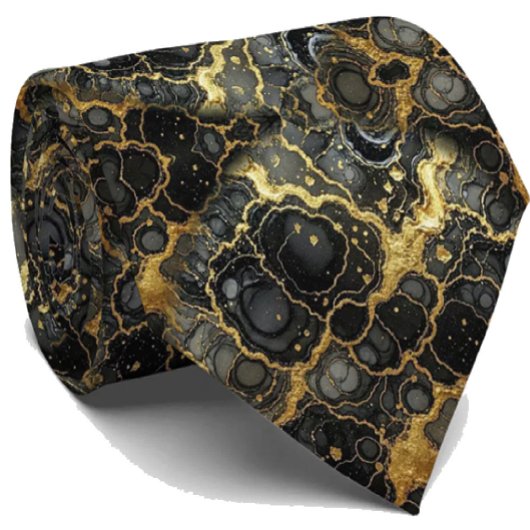Formale Luxus-Krawatte | Marmor-Schwarz & Gold Krawatte