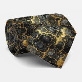 Formale Luxus-Krawatte | Marmor-Schwarz & Gold Krawatte (Gerollt)