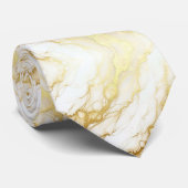 Formale Luxus-Krawatte | Marmor Weiß & Gold Krawatte (Gerollt)