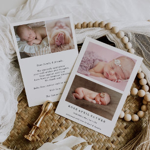 Formale minimale Foto-Baby-Geburtsanzeige Karte