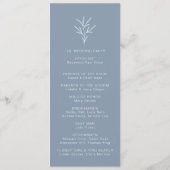 Formale minimale staubblaue Zeitachse Hochzeit Programm (Rückseite)