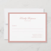 Formale minimalistische Dusty Rose-Rand-Script-Hoc RSVP Karte (Vorderseite)