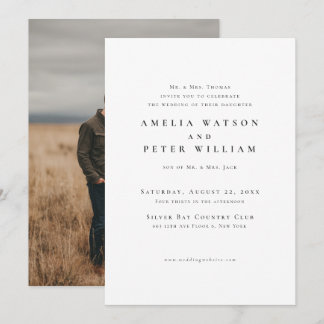 Formale minimalistische Foto-Hochzeitseinladung Einladung