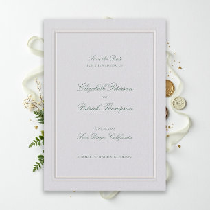 Formale moderne klassische elegante grüne Hochzeit Save The Date