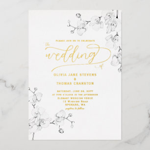 Formale moderne klassische Elfenbein-Orchideen Hoc Folieneinladung