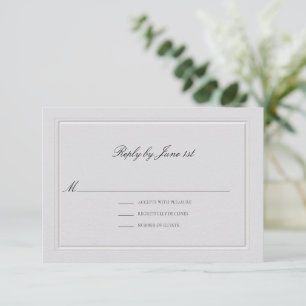 Formale moderne klassische gehobene elfenbeinfarbe RSVP karte