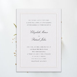 Formale moderne klassische Hochzeit mit erhabener Einladung
