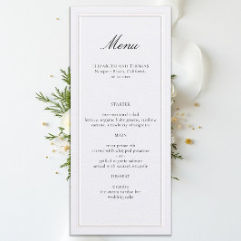 Formale moderne klassische Hochzeit mit erhabener  Menükarte