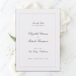 Formale moderne klassische Hochzeit mit erhabener Save The Date